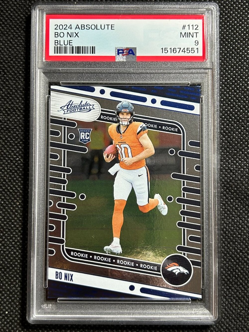 2024 Panini Absolute BLUE Rookies Bo Nix RC #112 PSA 9 MINT BRONCOS